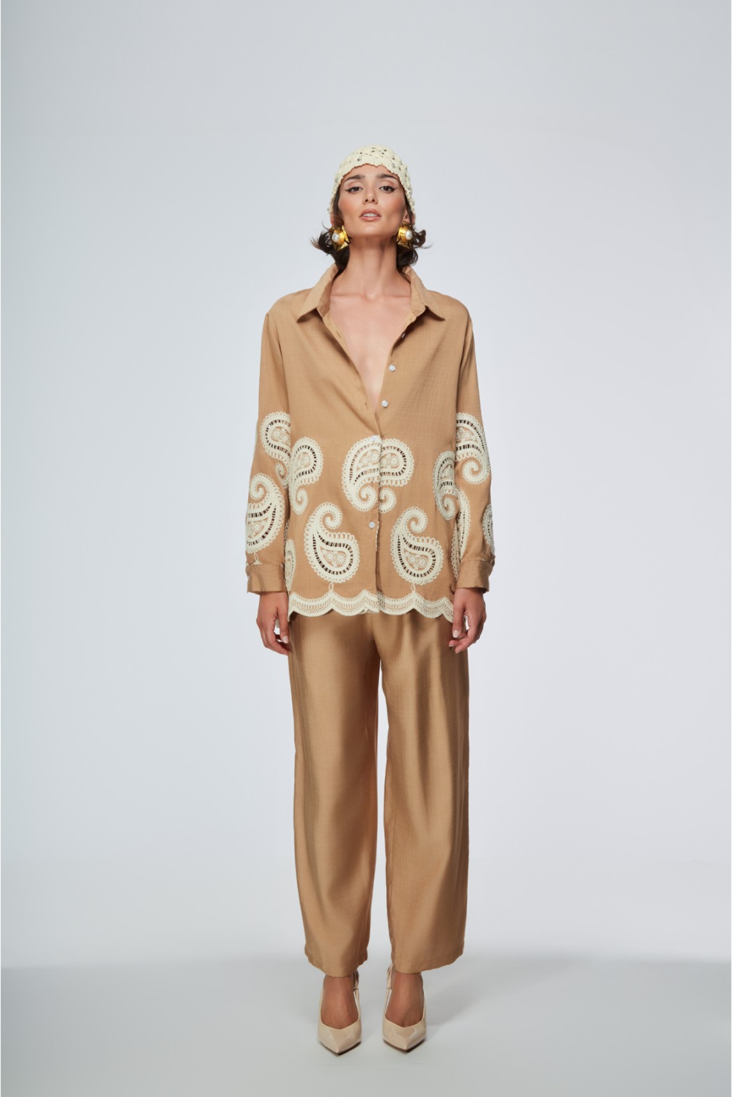 TPN Dryden Beige Wide-Leg Trousers