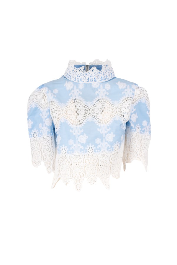 HOBSON BLUSA BIANCO CELESTE