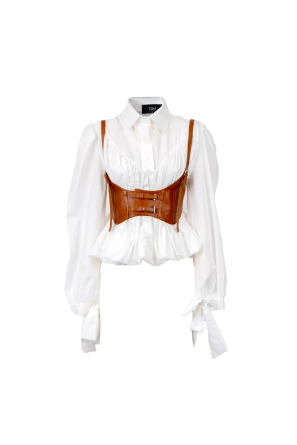 WEISER     252W56Y CAMICIE e BLUSE BIANCO-TABACCO