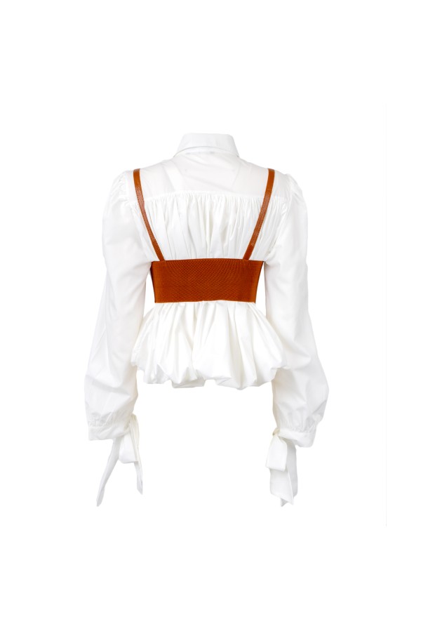 WEISER     252W56Y CAMICIE e BLUSE BIANCO-TABACCO